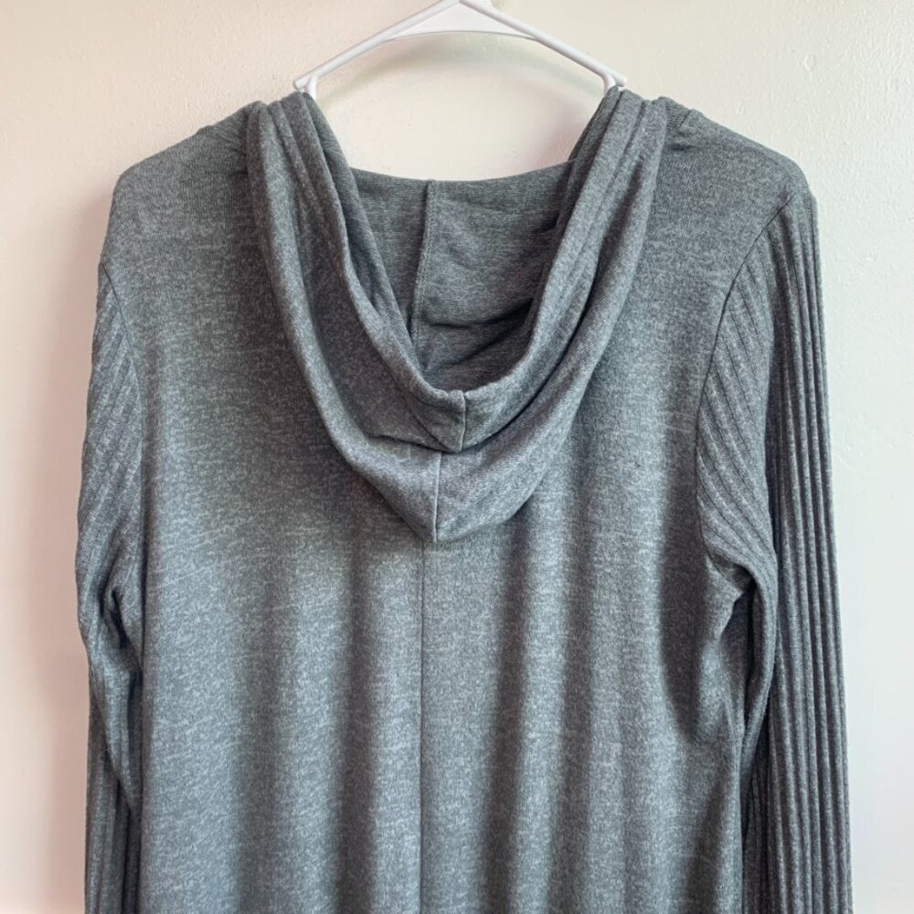 Maurices Gray Brushed Tulip Hem Long Sleeve Hoodie - Picture 7 of 7